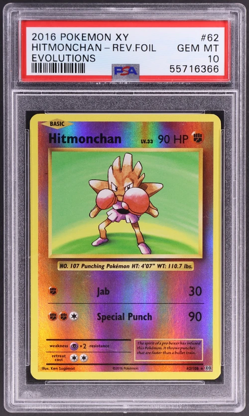 2016 Pokemon Xy Evolutions #62 Hitmonchan-Reverse Foil