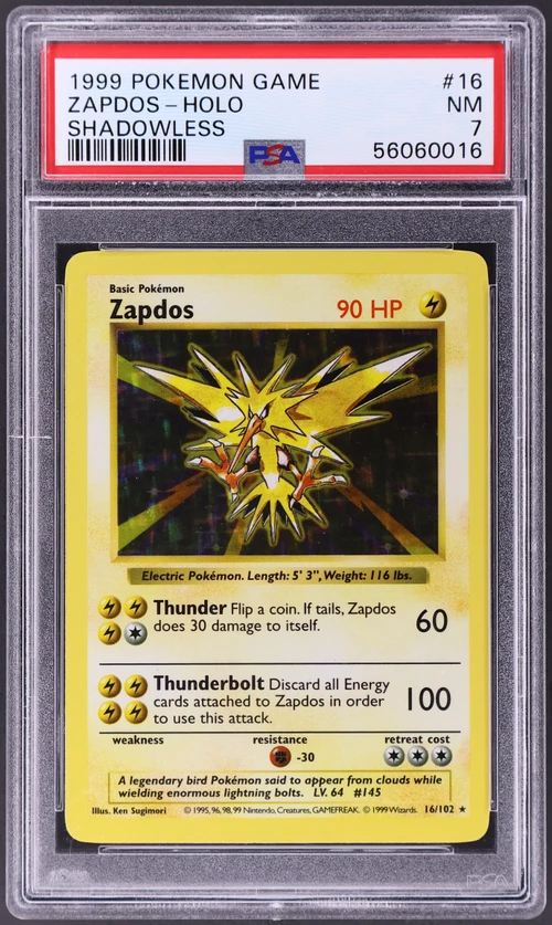 1999 Pokemon Game #16 Zapdos-Holo Shadowless