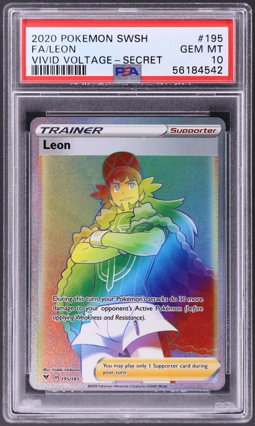 2020 Pokemon Sword & Shield VIVID Voltage #195 Full Art / Leon Secret