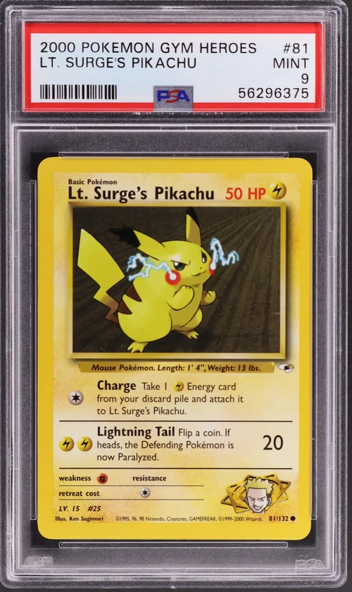 2000 Pokemon Gym Heroes #81 Lt. Surge's Pikachu
