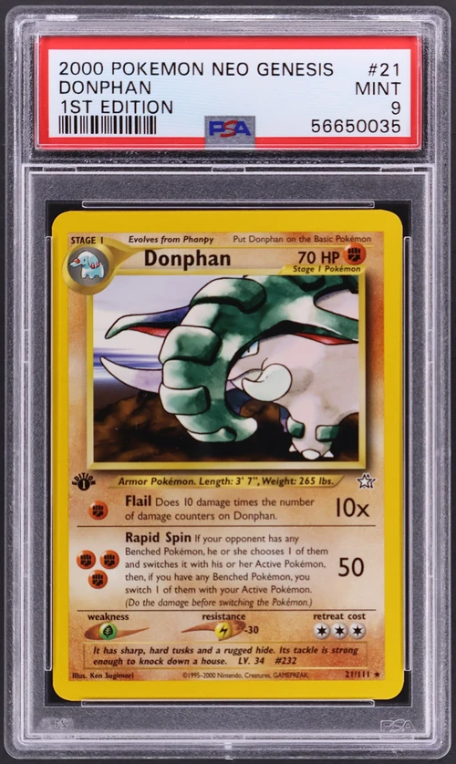 2000 Pokemon Neo Genesis 1st Edition #21 Donphan