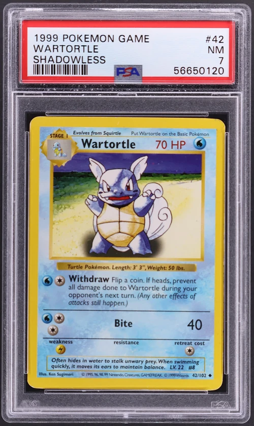 1999 Pokemon Game #42 Wartortle Shadowless