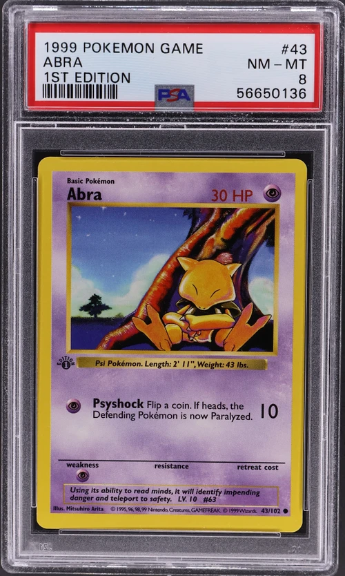 1999 Pokemon Game #43 Abra 1st Edition