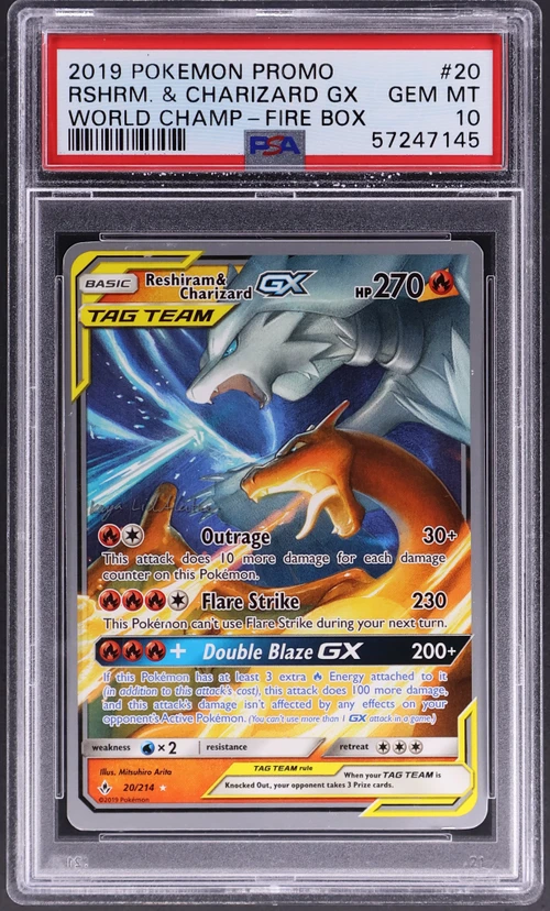 2019 Pokemon 2019 World Championships Deck: Fire Box #20 Reshiram & Charizard Gx