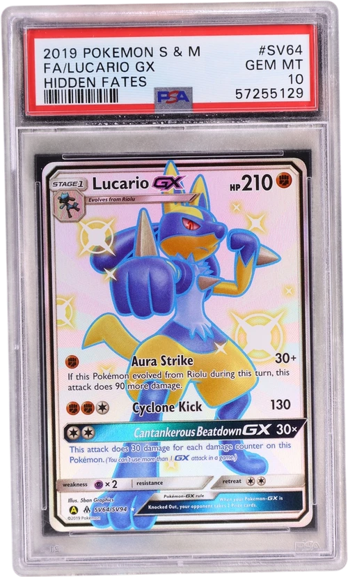 2019 Pokemon Sun & Moon Hidden Fates #SV64 Full Art / Lucario Gx