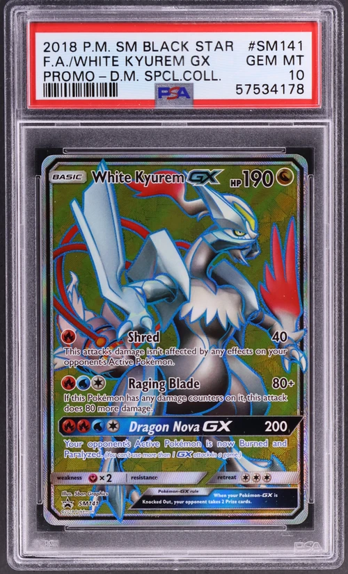 2018 Pokemon Sm Black Star Promo #SM141 Full Art / White Kyurem Gx Dragon Majesty Special Collection
