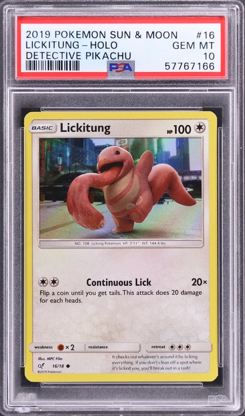 2019 Pokemon Sun & Moon Detective Pikachu #16 Lickitung-Holo