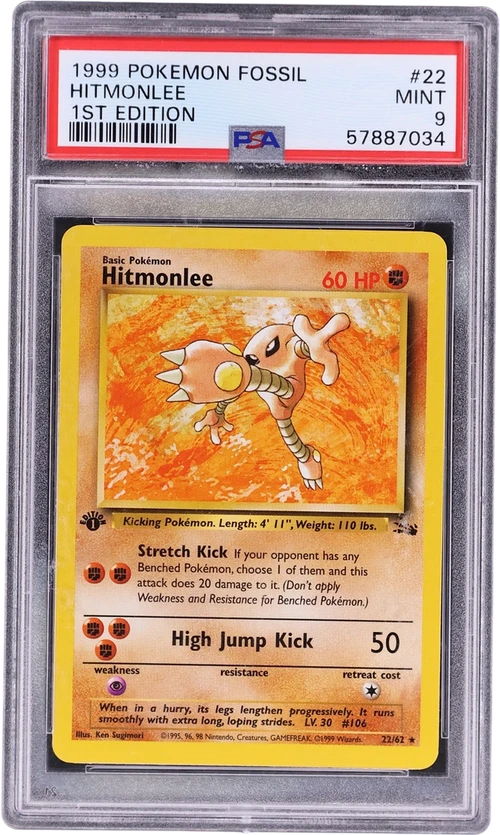 1999 Pokemon Fossil #22 Hitmonlee 1st Edition