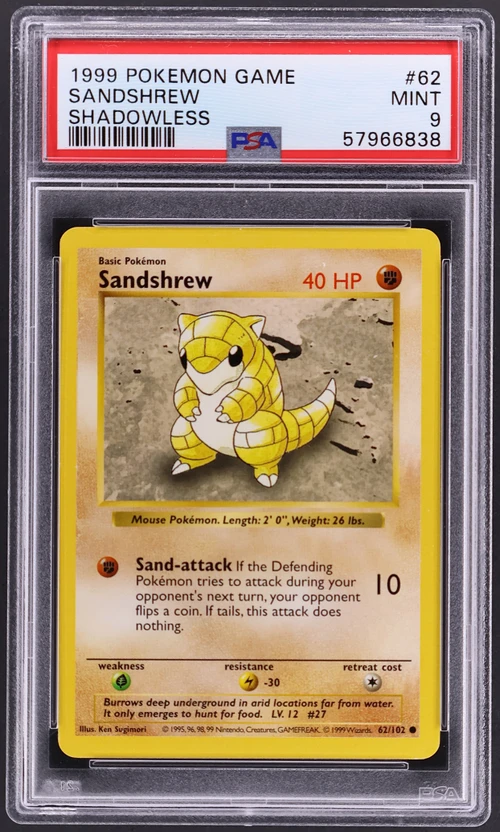 1999 Pokemon Game #62 Sandshrew Shadowless