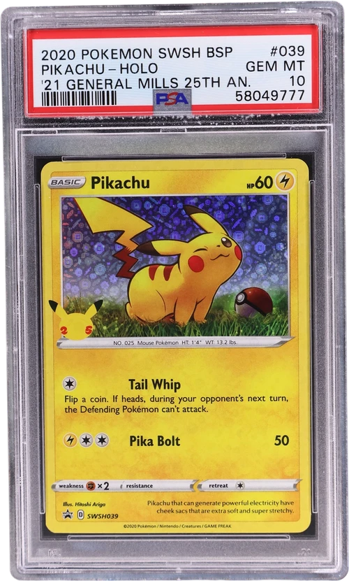 2020 Pokemon Swsh Black Star Promo #039 Pikachu-Holo 2021 General Mills 25th Anniversary