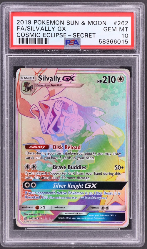 2019 Pokemon Sun & Moon Cosmic Eclipse #262 Full Art / Silvally Gx Secret