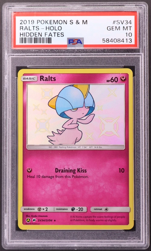 2019 Pokemon Sun & Moon Hidden Fates #SV34 Ralts-Holo