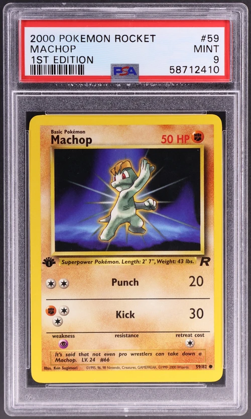 2000 Pokemon Rocket #59 Machop 1st Edition