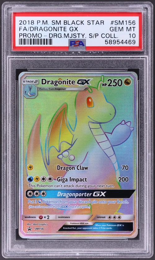 2018 Pokemon Sm Black Star Promo #SM156 Full Art / Dragonite Gx Dragon Majesty Super-Premium Collection