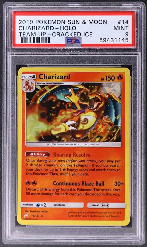 2019 Pokemon Sun & Moon Team Up #14 Charizard-Holo Cracked Ice