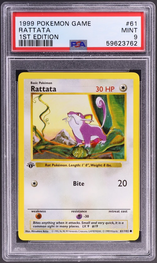 1999 Pokemon Game #61 Rattata 1st Edition