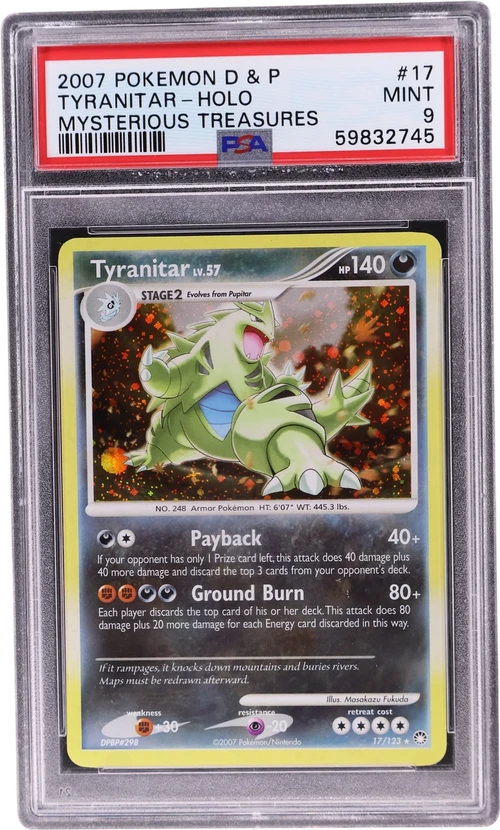 2007 Pokemon Diamond & Pearl Mysterious Treasures #17 Tyranitar-Holo