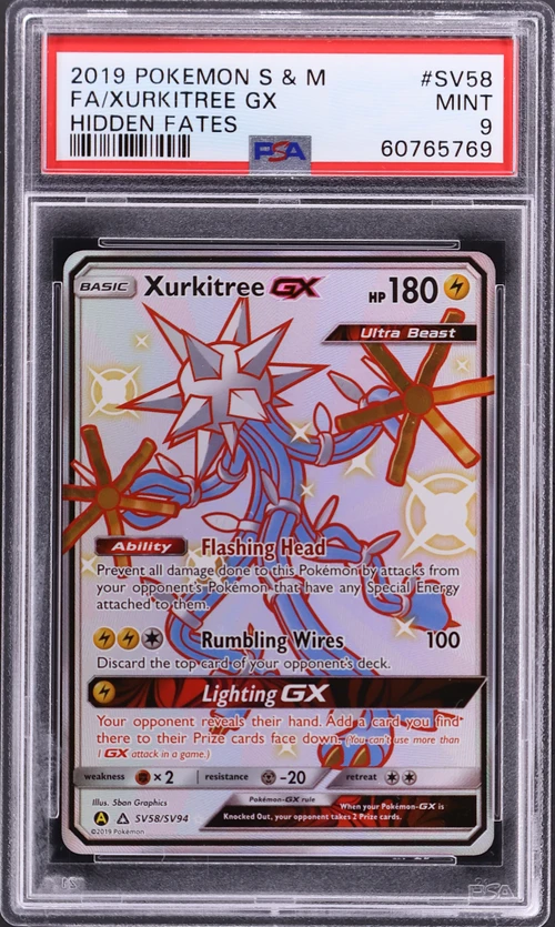 2019 Pokemon Sun & Moon Hidden Fates #SV58 Full Art / Xurkitree Gx
