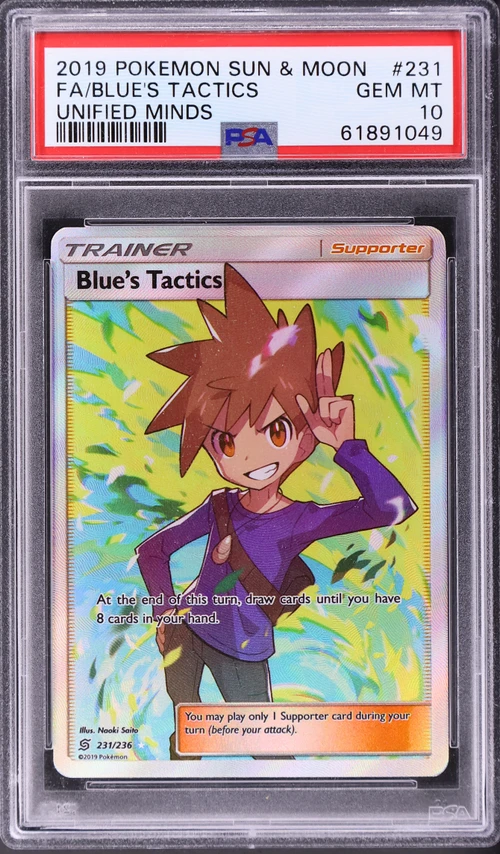 2019 Pokemon Sun & Moon Unified Minds #231 Full Art / Blue's Tactics