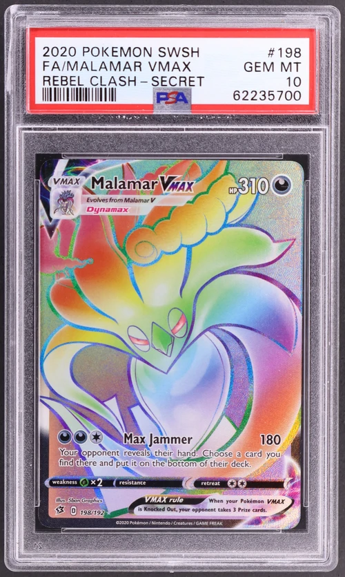 2020 Pokemon Sword & Shield Rebel Clash #198 Full Art / Malamar Vmax Secret