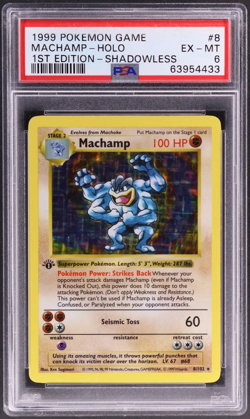1999 Pokemon Game #8 Machamp-Holo 1st Edition-Shadowless