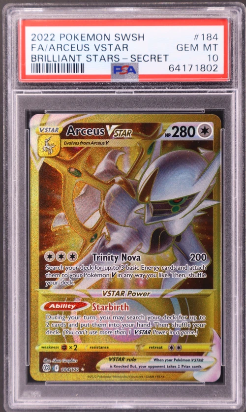 2022 Pokemon Sword & Shield Brilliant Stars #184 Full Art / Arceus Vstar Secret