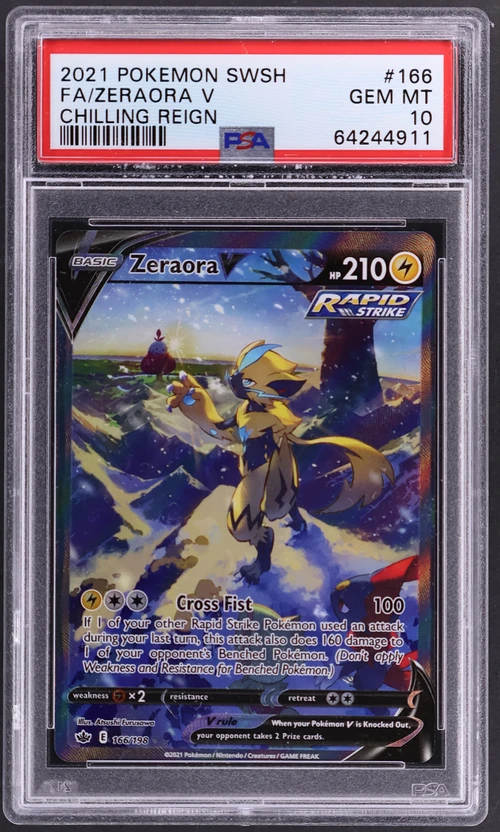 2021 Pokemon Sword & Shield Chilling Reign #166 Full Art / Zeraora V