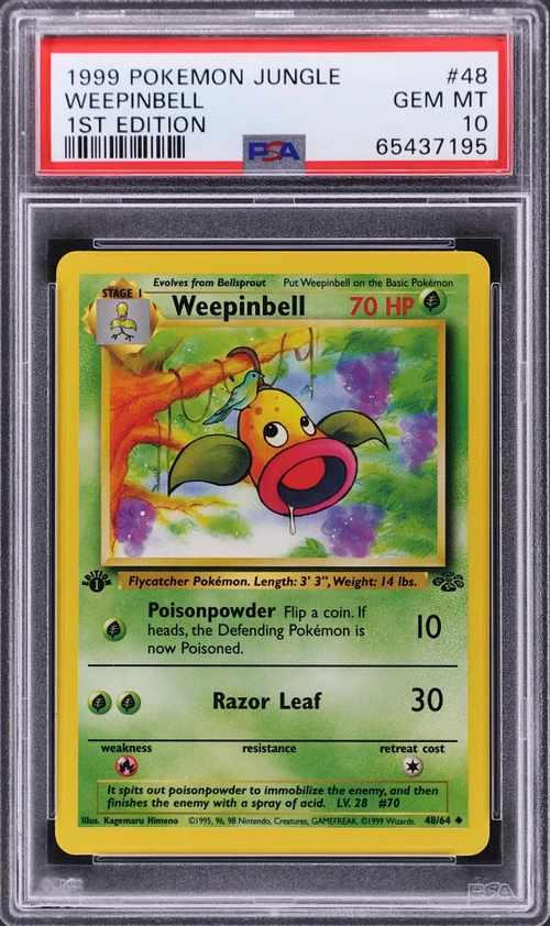 1999 Pokemon Jungle #48 Weepinbell 1st Edition