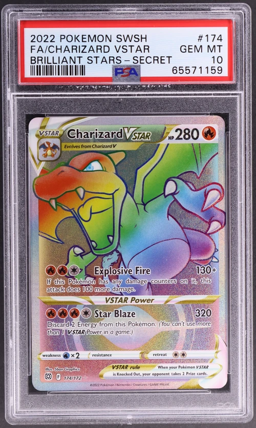 2022 Pokemon Sword & Shield Brilliant Stars #174 Full Art / Charizard Vstar Secret