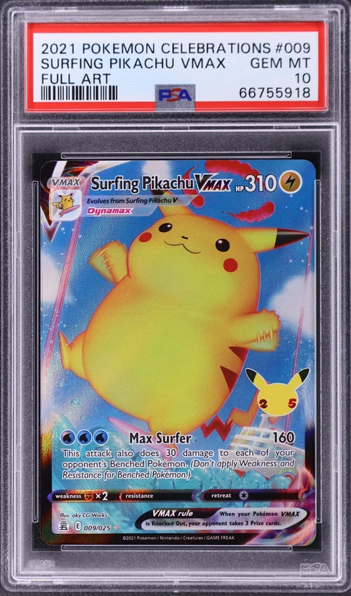 2021 Pokemon Celebrations #009 Full Art / Surfing Pikachu Vmax