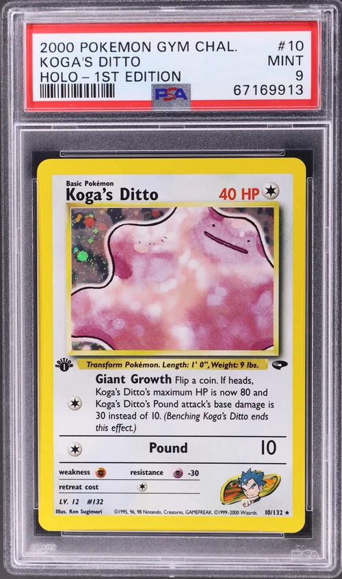 2000 Pokemon Gym Challenge #10 Koga's Ditto Holo-1st Edition (PSA 9)