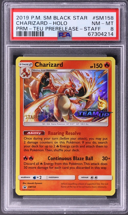 2019 Pokemon Sm Black Star Promo #SM158 Charizard-Holo Team up Prerelease-Staff