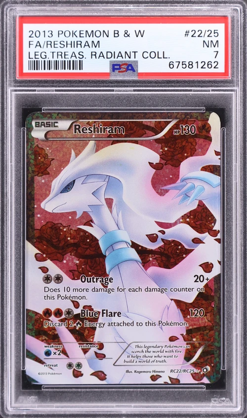 2013 Pokemon Black & White Legendary Treasures Radiant Collection #RC22 Full Art / Reshiram