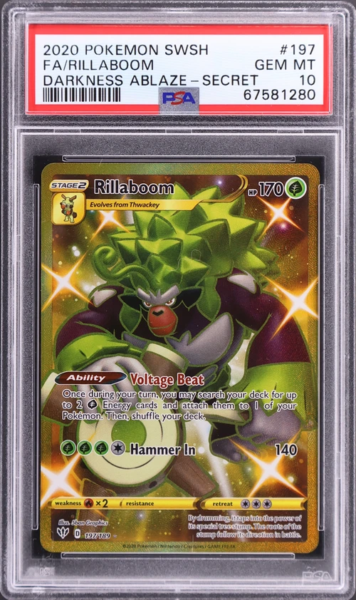 2020 Pokemon Sword & Shield Darkness Ablaze #197 Full Art / Rillaboom Secret