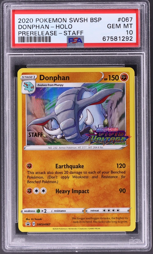 2020 Pokemon Swsh Black Star Promo #067 Donphan-Holo Prerelease-Staff