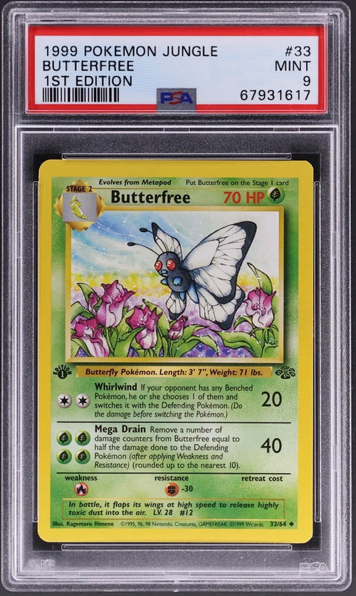 1999 Pokemon Jungle #33 Butterfree 1st Edition
