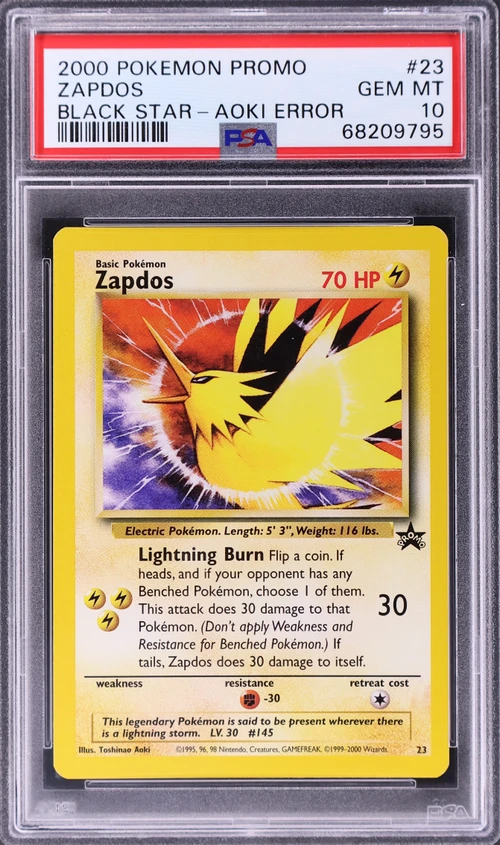 2000 Pokemon Promo Black Star #23 Zapdos Toshinao Aoki Error