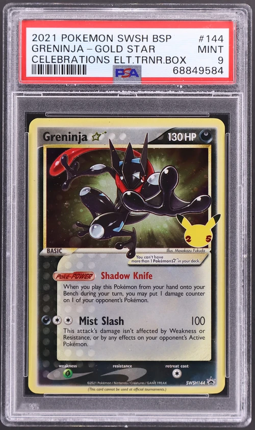2021 Pokemon Swsh Black Star Promo #144 Greninja-Gold Star Celebrations Elite Trainer Box