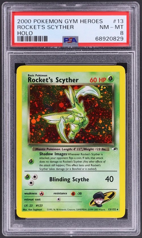 2000 Pokemon Gym Heroes #13 Rocket's Scyther Holo