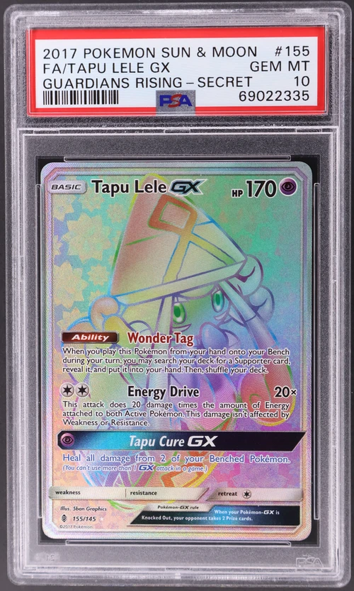 2017 Pokemon Sun & Moon Guardians Rising #155 Full Art / Tapu Lele Gx Secret