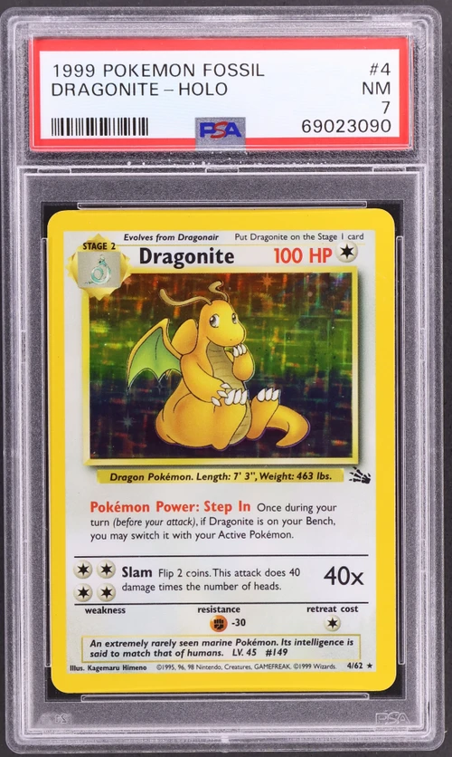 1999 Pokemon Fossil #4 Dragonite-Holo