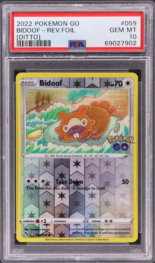 2022 Pokemon Go #059 Bidoof-Reverse Foil Ditto (PSA 10)