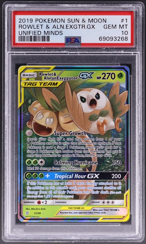 2019 Pokemon Sun & Moon Unified Minds #1 Rowlet & Alolan Exeggutor Gx