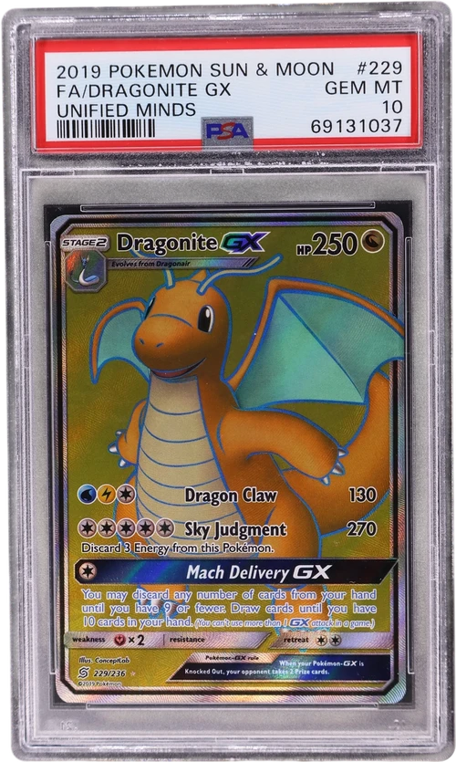 2019 Pokemon Sun & Moon Unified Minds #229 Full Art / Dragonite Gx