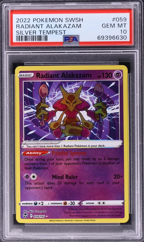 2022 Pokemon Sword & Shield Silver Tempest #059 Radiant Alakazam