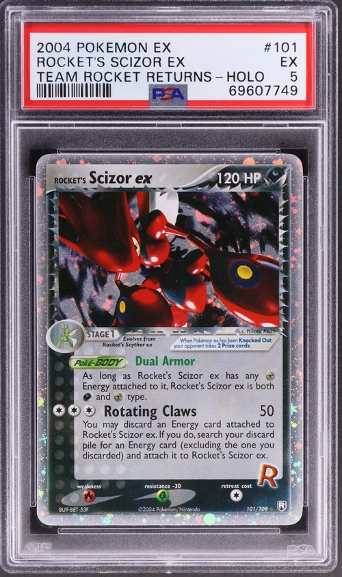 2004 Pokemon Ex Team Rocket Returns #101 Rocket's Scizor Ex-Holo (PSA 5)