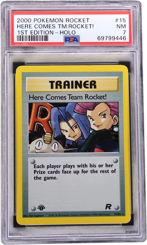2000 Pokemon Rocket #15 Here Comes Team Rocket!-Holo 1st Edition
