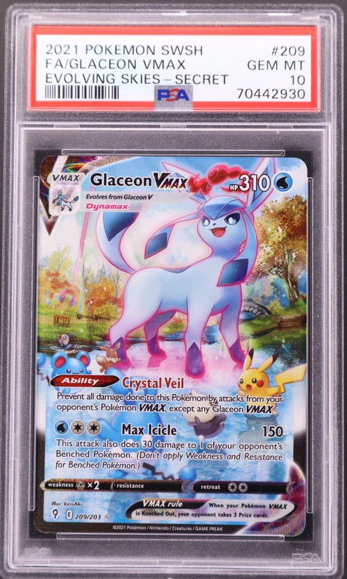 2021 Pokemon Sword & Shield Evolving Skies #209 Full Art / Glaceon Vmax Secret