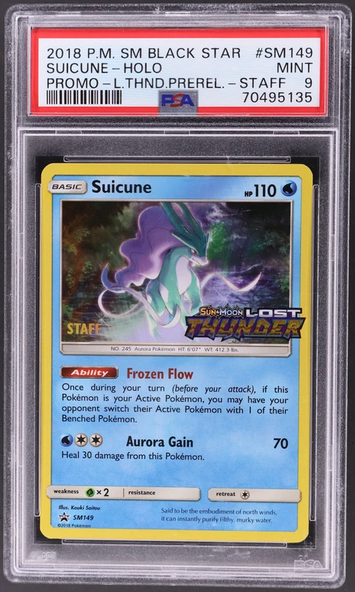 2018 Pokemon Sm Black Star Promo #SM149 Suicune-Holo Lost Thunder Prerelease-Staff