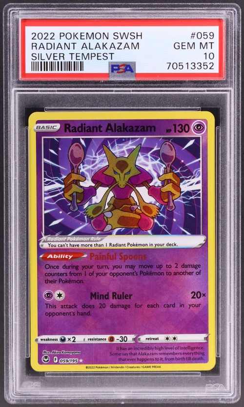 2022 Pokemon Sword & Shield Silver Tempest #059 Radiant Alakazam